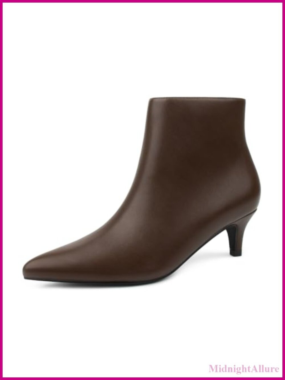Women's Pointed Toe Kitten Heel Ankle Booties Side Zip PU Boots